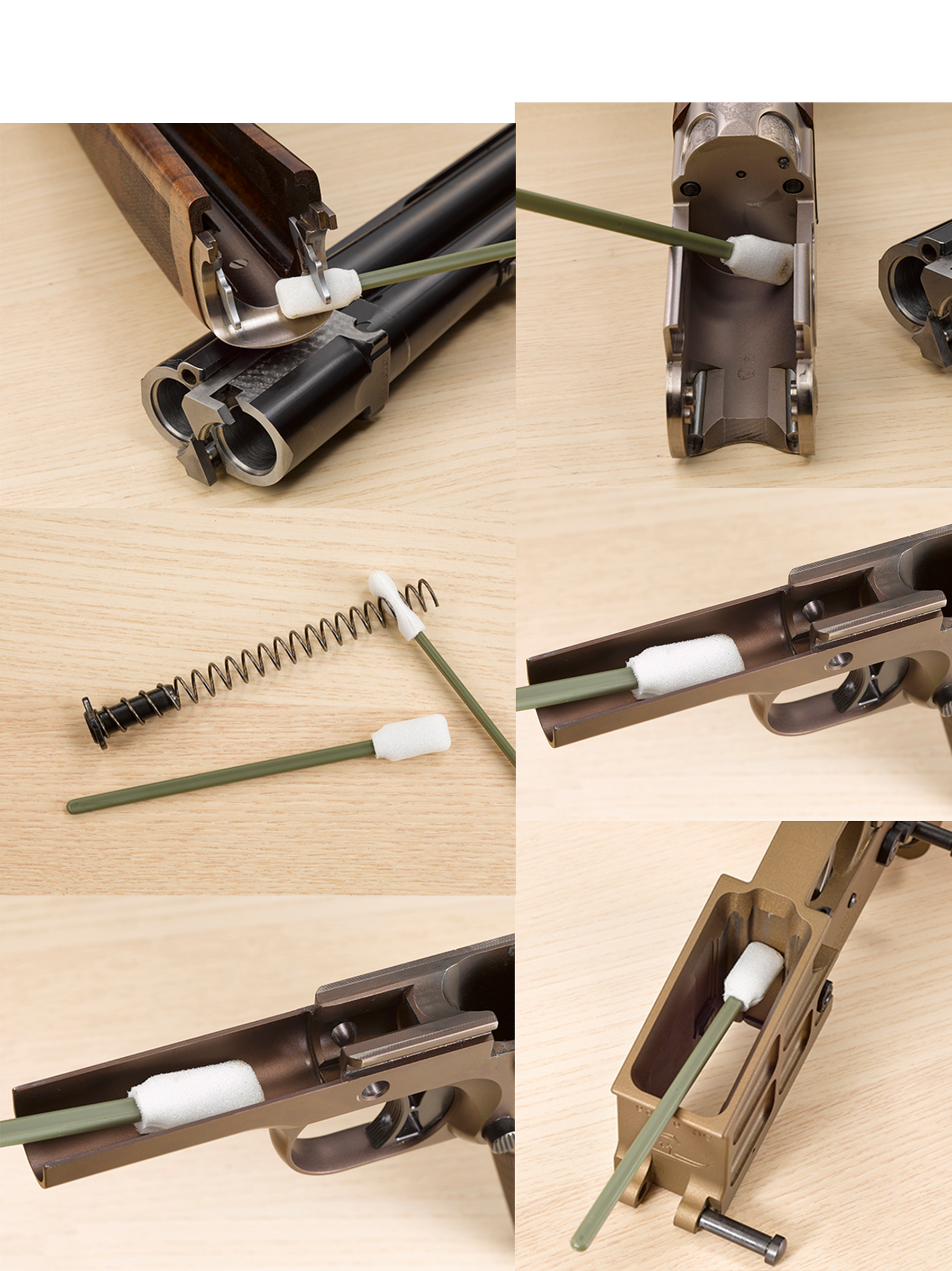 Gun-tips foam swabs cleaning hard-to-reach areas of a handgun, shotgun and AR-style rifle