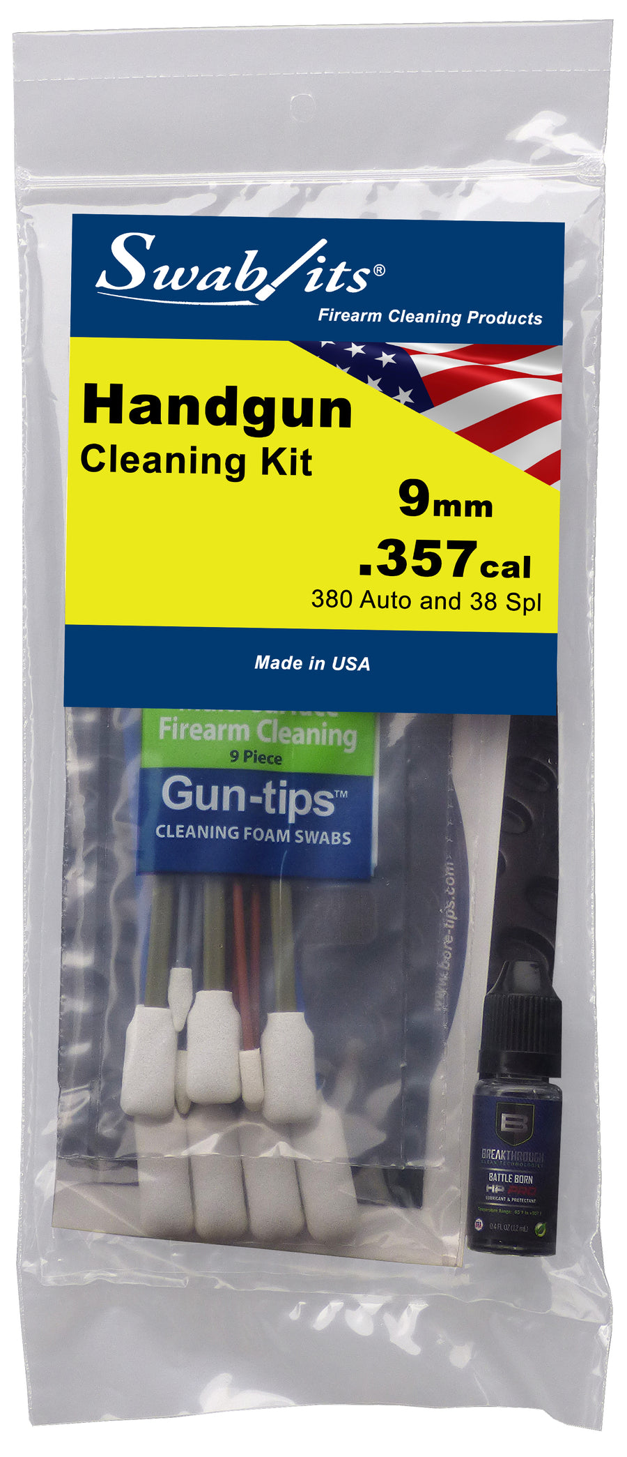 (12 Bag Case) Swab-its® 9mm/.357cal/38spl/380auto Handgun Cleaning Kit: 44-002-12-2