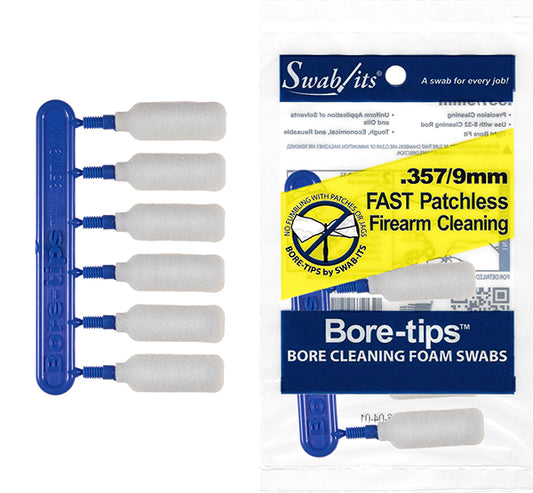 .357cal/.38cal/.380cal/9mm Gun Cleaning Bore-tips® by Swab-its®