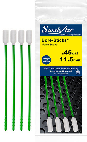 (12 Bag Case) .45cal/11.5mm One-Piece Rod W/Swab Cleaning Tool Bore-Sticks™ by Swab-its®: 43-4509-12-2