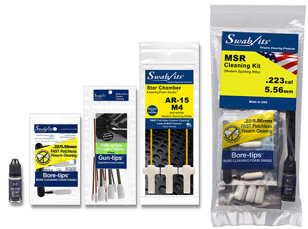 (12 Bag Case) Swab-its® .223/5.56mm MSR Firearm Cleaning Kit: 44-001-12-2