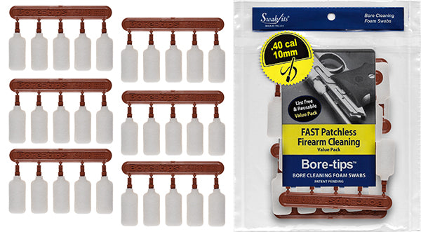 .40cal/.44cal/10mm/410 Gauge Gun Cleaning Bore-tips® by Swab-its®